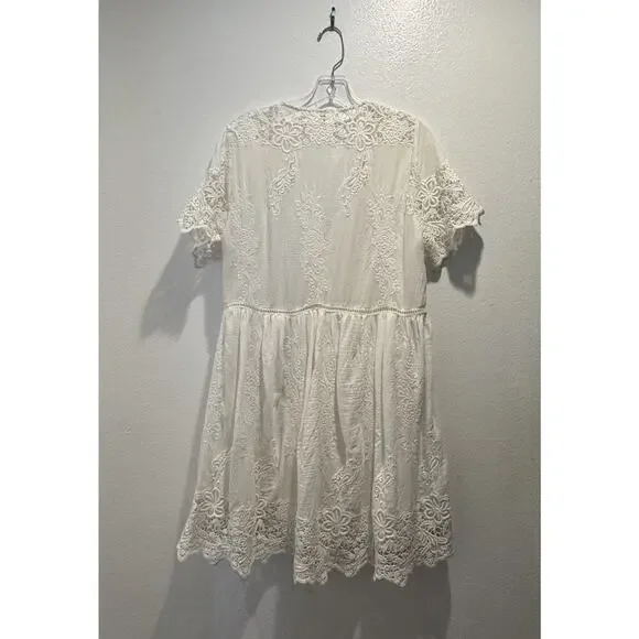 Spell & Gypsy Large Magnolia White Lace Eyelet Embroidered Babydoll Dress READ - Picture 2 of 14